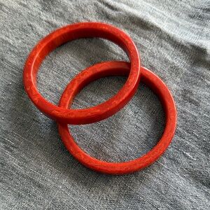 Pair of Dark Orange Bakelite Bangle Bracelets